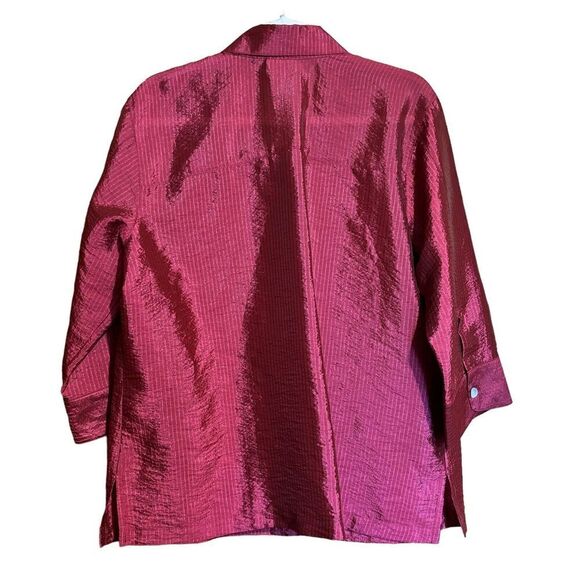 Coldwater Creek Top Womens 1X Burgundy Textured Button Up Blouse Shirt Ladies - Picture 6 of 8